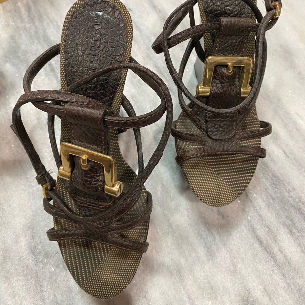 Burberry wedge heels.
